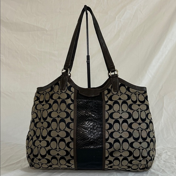 Coach F31444 Brown and Black Signature Snake Shoulder Bag - Picture 3 of 12